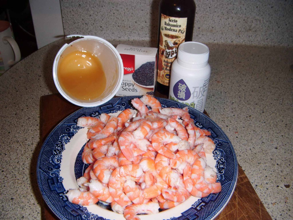 Ingredients used for Wasabi Honey Shrimp (1/2 recipe quantity)