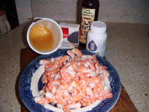 Ingredients used for Wasabi Honey Shrimp (1/2 recipe quantity)