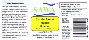 Label of Sawa Bladder Cancer Capsules