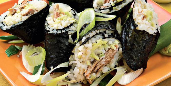 Home made spicy tuna sushi